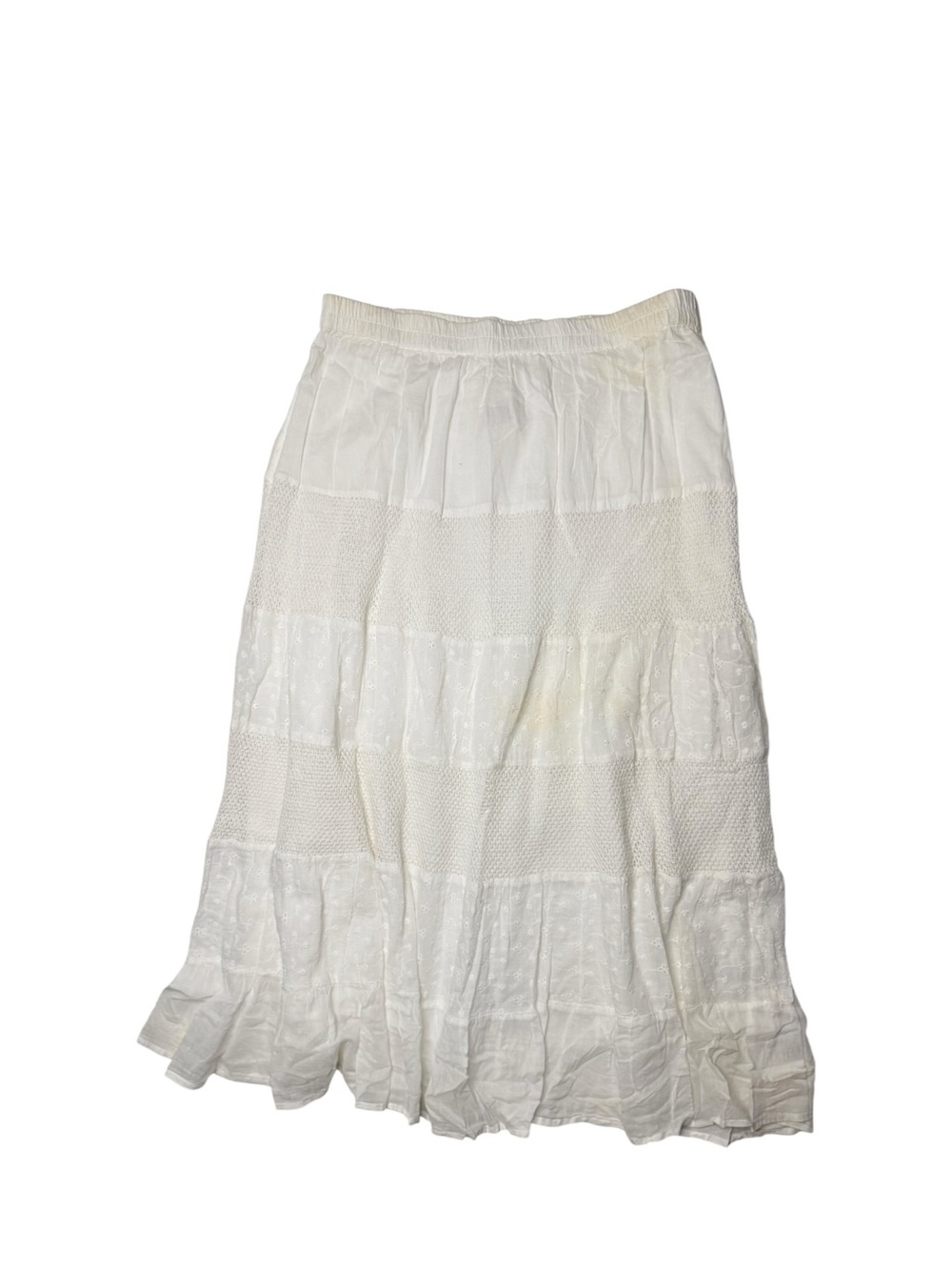 Indigo Soul White Tiered Lace Maxi Skirt Cottage Western Boho Prairie Romantic